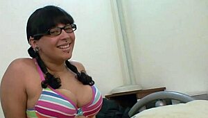 Watching Chubby Step-Sister Masturbate with Dildo