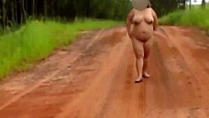 Pregnant Wife Strips Naked for Outdoor Public Cuckold Exposure in Rural Forest Nature Road