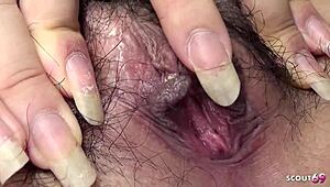 Curvy Japanese teen's bushy pussy takes first uncensored creampie in JAV casting.