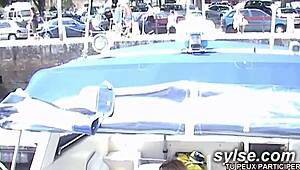 Two nasty french lesbian teens sneak into forest for public outdoor pussy licking frenzy