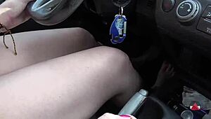 barefoot girl shifts gears while driving manual in public