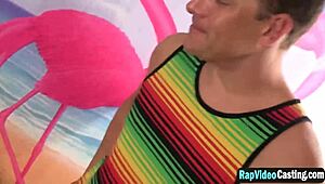 Hot Latina Milf Sucks Cock Through Gloryhole Tits Out For Action!