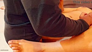 Desperate hot Asian teen chases delivery boy's monster cock for creampie pounding