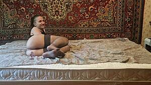 Russian Wife Plugs Ass While Masturbating at Home