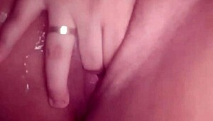 Nerd jerks small foreskin cock while hot teen girlfriend squirts on her tasty pussy and tits - part 13.