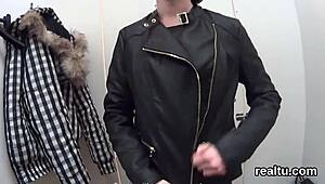 hey 😏 striking czech teen gets tempted in shop, clothes ripped for hardcore pov anal banging!