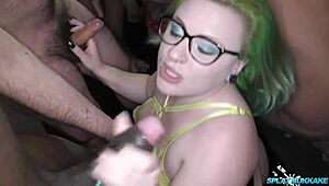 Lusty Inked Slut Isabel Dean Devours Bukkake Facials with Louise Lee