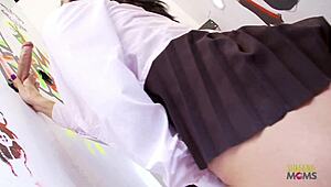 Brunette milf in heels blows through gloryhole then begs for hard pussy pounding