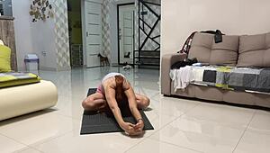 Angie elif's small tits tease after yoga pussy play