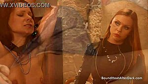 Hot lesbian madame bound in lingerie masturbates to massive orgasm