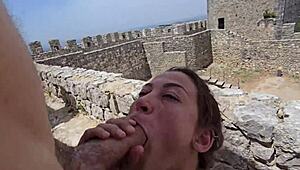 curvy latina big ass couple rips clothes for public castle outdoor flashing voyeur fetish sextrip