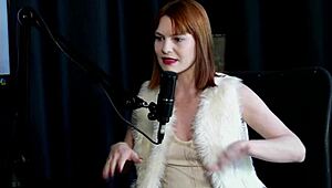 sheer red lingerie leads to squirting fun after a teasing handjob chat in pajamas