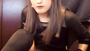 Gal Beauty Trap Femboy Jerks Cock In Solo Masturbation