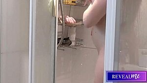 fuck yes hot italian milf showers sensually fingering wet pussy and tits