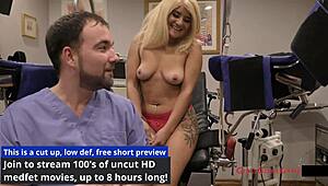 tampa uni slut alexandria jane spreads latex-gloved tits in humiliation exam