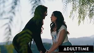 Lesbian milf Jessica Ryan squirts soaking girlfriend Chloe Surreal in 69 tribbing