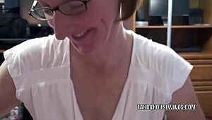 redhead milf layla redd kneels for pov cock sucking and deep swallow