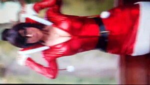 Christmas Lesbian Orgy Features Milk Spraying Group Tit Play Frenzy