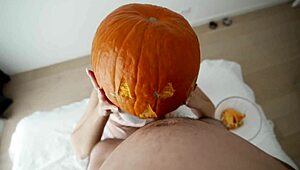 Stepsister's halloween pumpkin game turns into juicy ass creampie riding