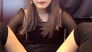 Gal Beauty Trap Femboy Jerks Cock In Solo Masturbation