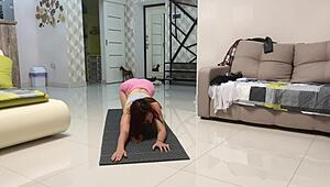 Angie elif's small tits tease after yoga pussy play