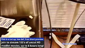 dr tampa gives logan lace a humiliating university physical in latex gloves and skirt