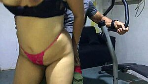 spying stepmom's sweaty lingerie workout tease