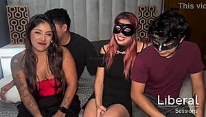 friends swap wives for first-time oral blowjobs in steamy 4some
