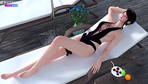 Sexy curvy Chinese babe Bu Feiyan dirty talks JOI contest licking her big ass pussy