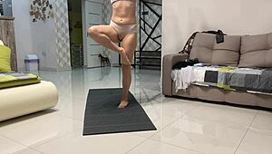 Angie elif's small tits tease after yoga pussy play