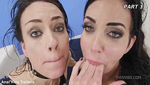 Adeline Lafouine battles Laura Fiorentino in wet anal fisting with huge gapes buttrose pee drink squirt creampie swallow