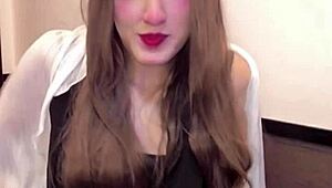 i'm... watchin this cute japanese shemale in crossdress masturbate her ass then fuck deep on cam