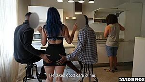 Khalamita Cheats Hard! Fat Teen Takes Monster BBC in Secret 3some While BF Cooks!