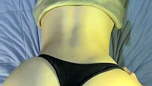 Curvy blackbelt girlfriend takes rough doggystyle spanking from roommate