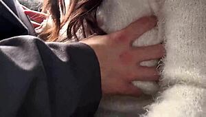 big natural saggy tits japanese milf cougar teases boy into uncensored rough backseat car creampie fuck