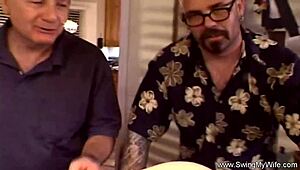 hey, check out this bbw swinger wife getting shared rough by a stranger while hubby's watching