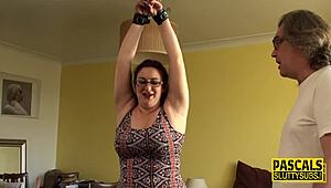 feel the bound chubby sub milf's desperate submission as she's fingered and dominated hard