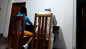 sheikhs buddy bends sexy waitress over table for dirty restaurant fuck