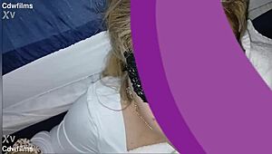 pretty petite tatted girl sucks me off quick then takes my cum on her face 😍💦