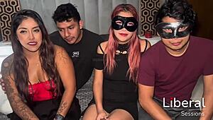 friends swap wives for first-time oral blowjobs in steamy 4some