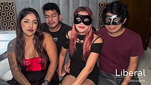 friends swap wives for first-time oral blowjobs in steamy 4some