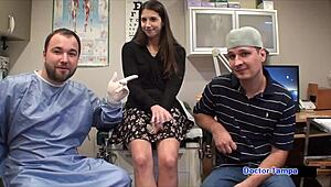 dr tampa gives logan lace a humiliating university physical in latex gloves and skirt