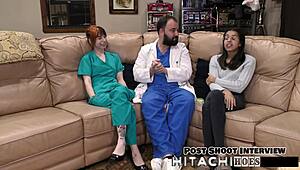 freshman slut in latex gloves takes mandatory vibrator orgasm