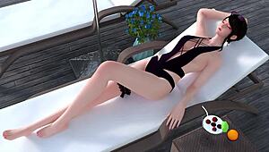 Sexy curvy Chinese babe Bu Feiyan dirty talks JOI contest licking her big ass pussy