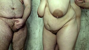 chubby milf wife takes turns on two bareback cocks creampieing her fat pussy