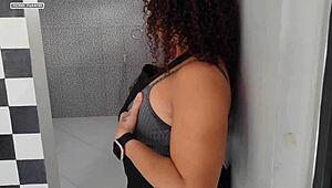 boss jerks off in shower so i get horny, offer my tight ass juicy pussy and swollen lips for black bbc pounding