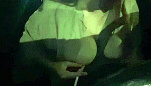 Artemisia Love Flashes Huge Nipples on Night Car Ride with Smoking Fetish Play