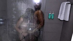 Katie Cooper and Emejota's steamy post-fuck shower tease dripping wet bodies