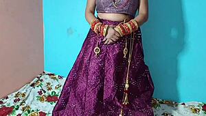 Desi village girl bends over for first tight pussy pounding outdoors