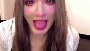 i'm... watchin this cute japanese shemale in crossdress masturbate her ass then fuck deep on cam